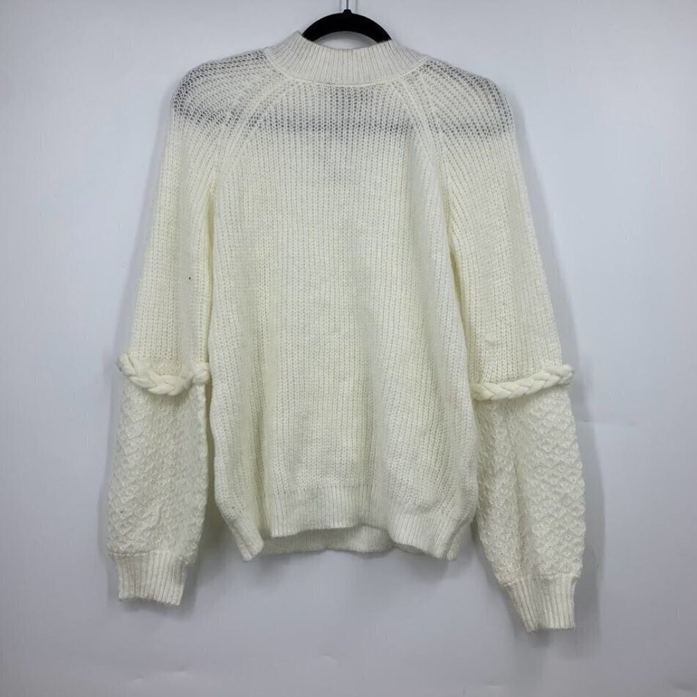 Belle By Belldini Women's Braided Detail Mock Neck Long Sleeve Sweater SZ L NWT